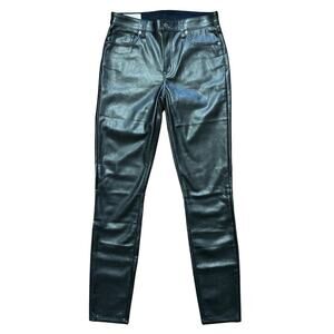 NEW GAP True Skinny Vegan Leather Jeans in Black SZ 6 TALL